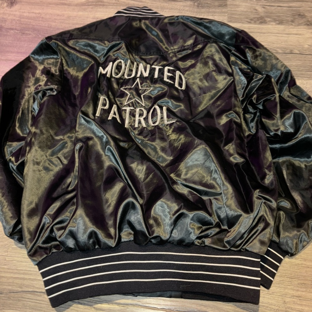 Vintage Black Satin Bomber Jacket